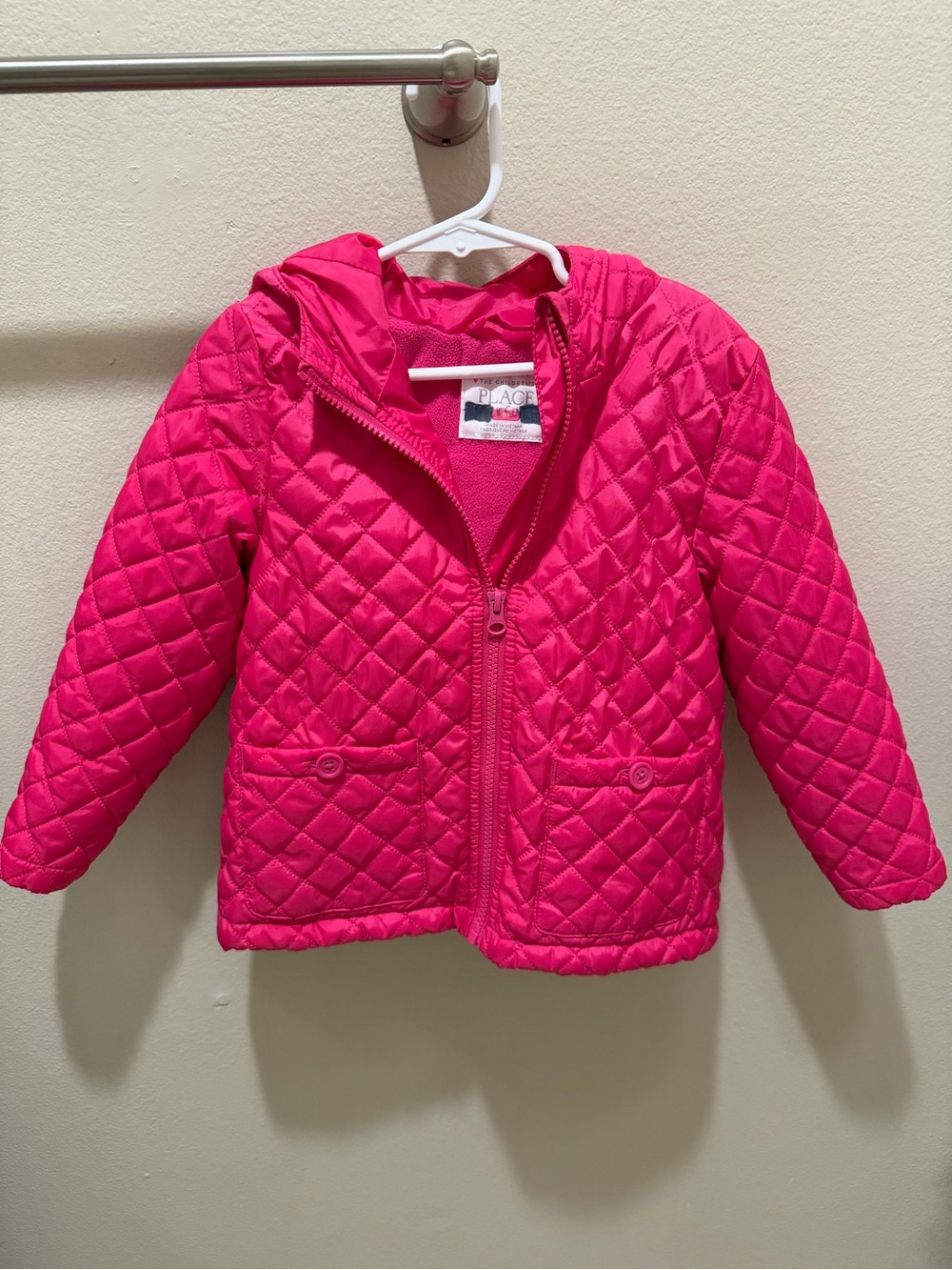 The Children's Place Diamond-Quilted Hooded Jacket - Hot Pink